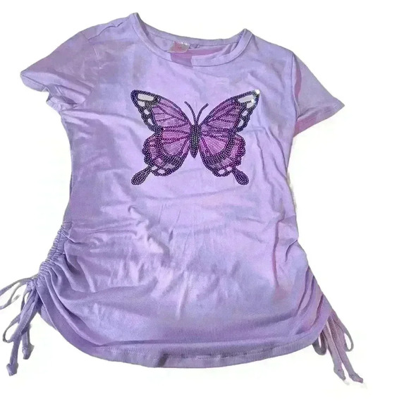 Lavender Butterfly Graphic T-Shirt - Never Worn Women's Casual Top - Picture 7 of 8